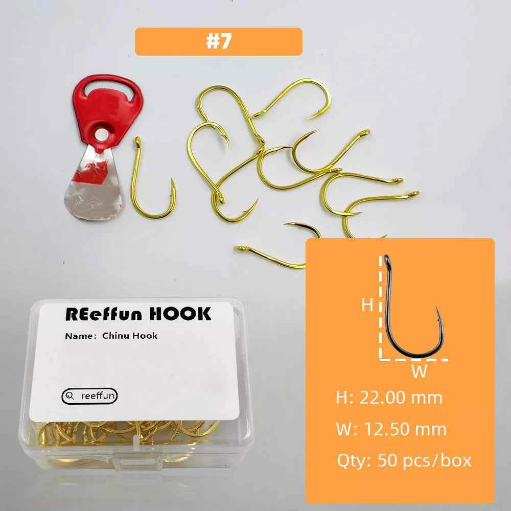 Gold Fishing Hooks for Bass, Salmon & Tuna | High Carbon Steel Barbed Fishing Hooks (#3–#12)