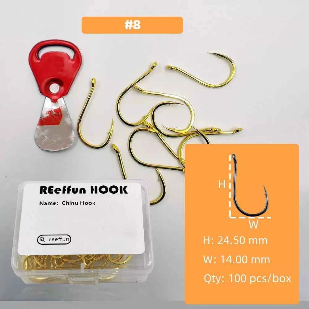 Gold Fishing Hooks for Bass, Salmon & Tuna | High Carbon Steel Barbed Fishing Hooks (#3–#12)