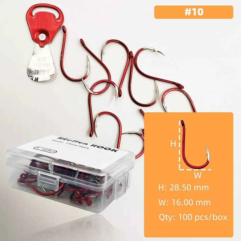 Red Fish Hooks for Bass & Bream – High Carbon Steel Fishing Tackle Hooks (#3–#12)