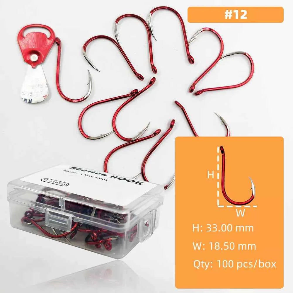 Red Fish Hooks for Bass & Bream – High Carbon Steel Fishing Tackle Hooks (#3–#12)