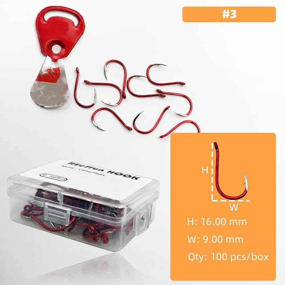 Red Fish Hooks for Bass & Bream – High Carbon Steel Fishing Tackle Hooks (#3–#12)