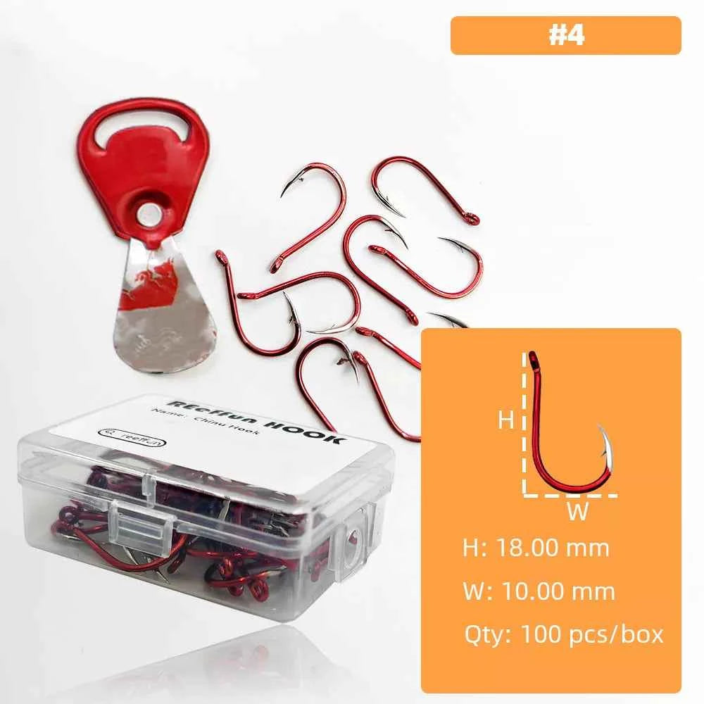 Red Fish Hooks for Bass & Bream – High Carbon Steel Fishing Tackle Hooks (#3–#12)