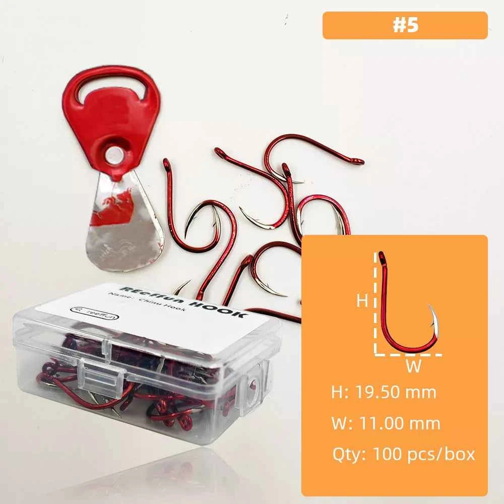 Red Fish Hooks for Bass & Bream – High Carbon Steel Fishing Tackle Hooks (#3–#12)