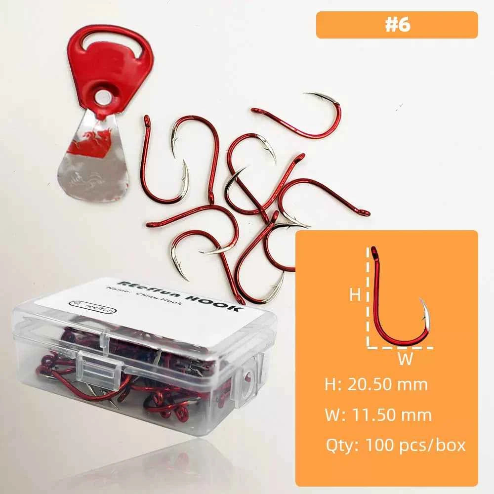 Red Fish Hooks for Bass & Bream – High Carbon Steel Fishing Tackle Hooks (#3–#12)