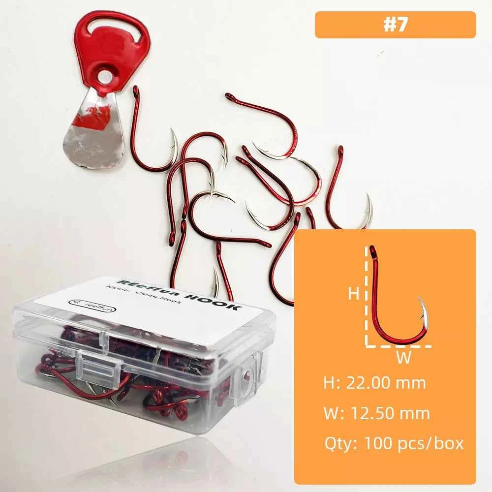 Red Fish Hooks for Bass & Bream – High Carbon Steel Fishing Tackle Hooks (#3–#12)
