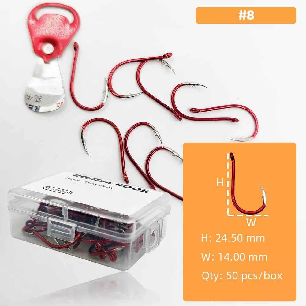 Red Fish Hooks for Bass & Bream – High Carbon Steel Fishing Tackle Hooks (#3–#12)