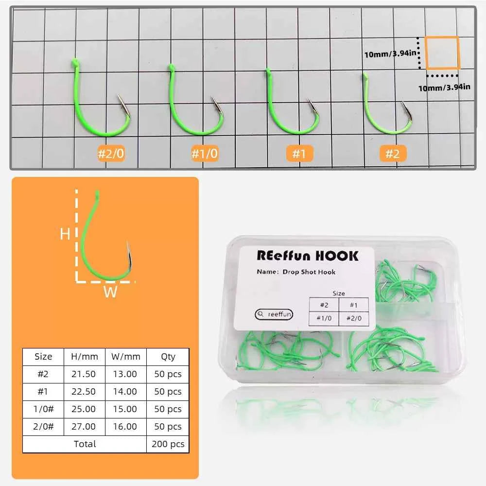 Glow-in-the-Dark Wide Gap Fishing Hooks for Drop Hook Fishing – High Carbon Steel Bionic J Hooks