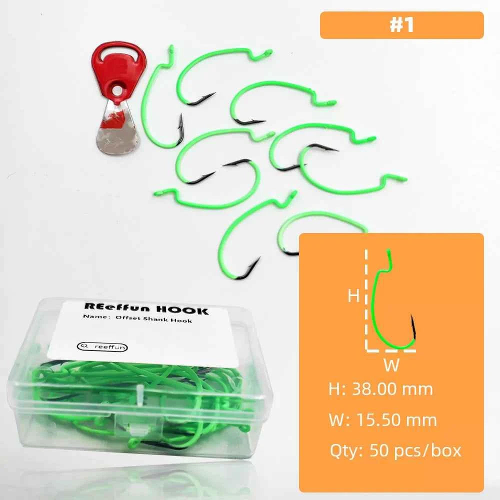 Glow-in-the-Dark Fishing Lure Hooks – Offset Worm Hook for Bass & Catfish with Soft Bait