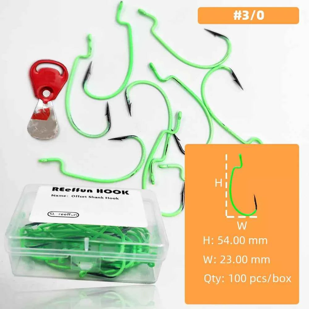 Glow-in-the-Dark Fishing Lure Hooks – Offset Worm Hook for Bass & Catfish with Soft Bait