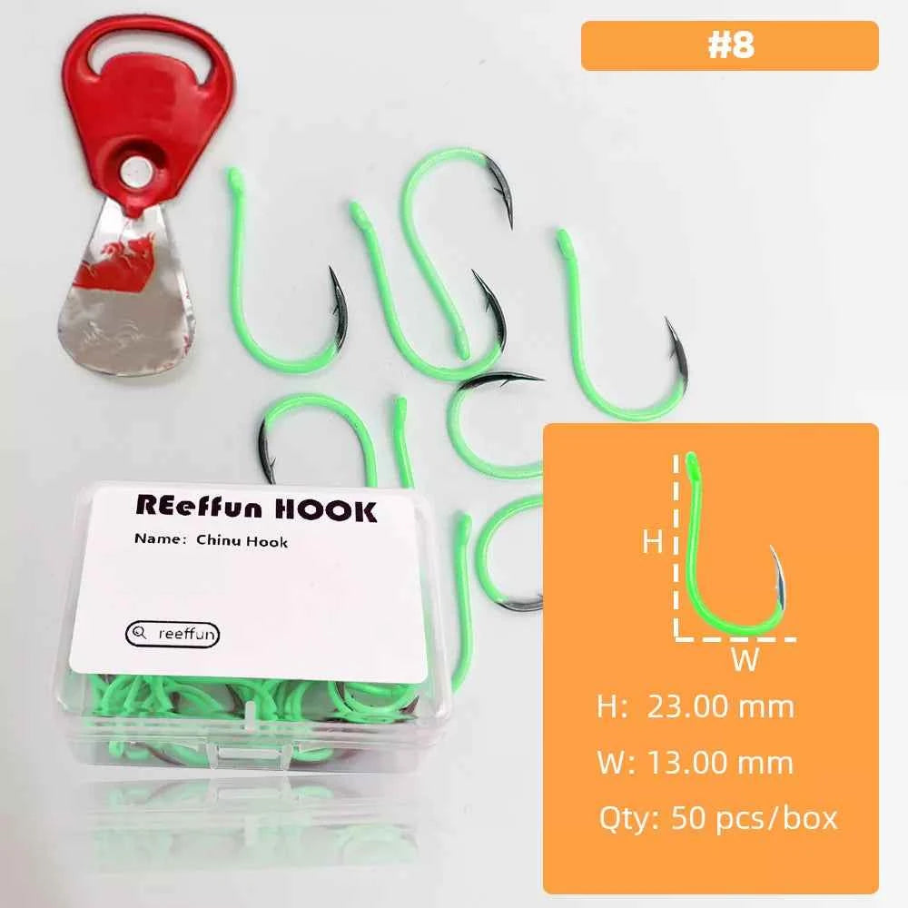 Glow-in-the-Dark Fishing Hooks - High Carbon Steel Sharp Deep Water Hooks (#3–#12)