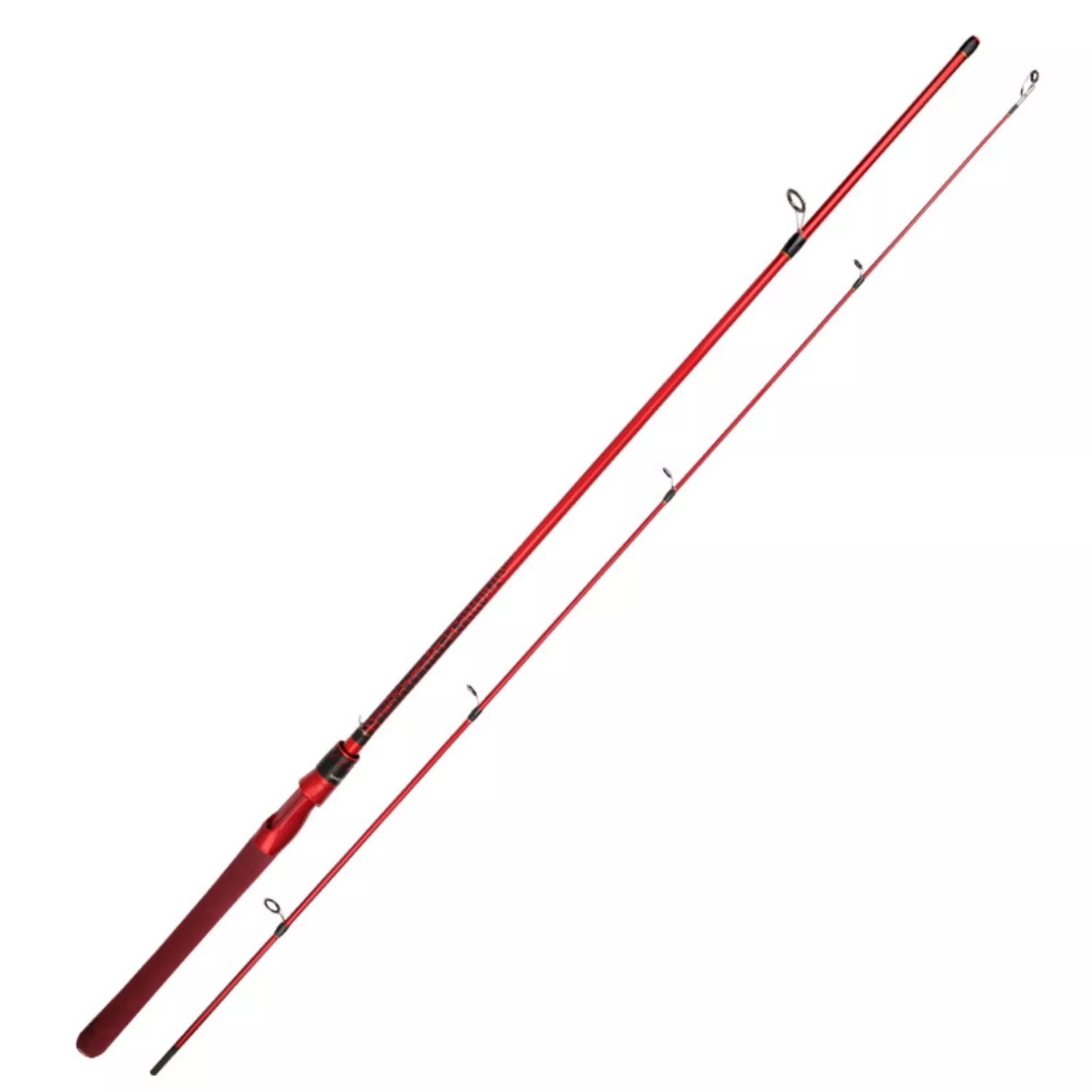 ML Action Beginner Fishing Rod - Red Spinning Fishing Rods with Baitcaster Option, Versatile Boat Fishing Rod