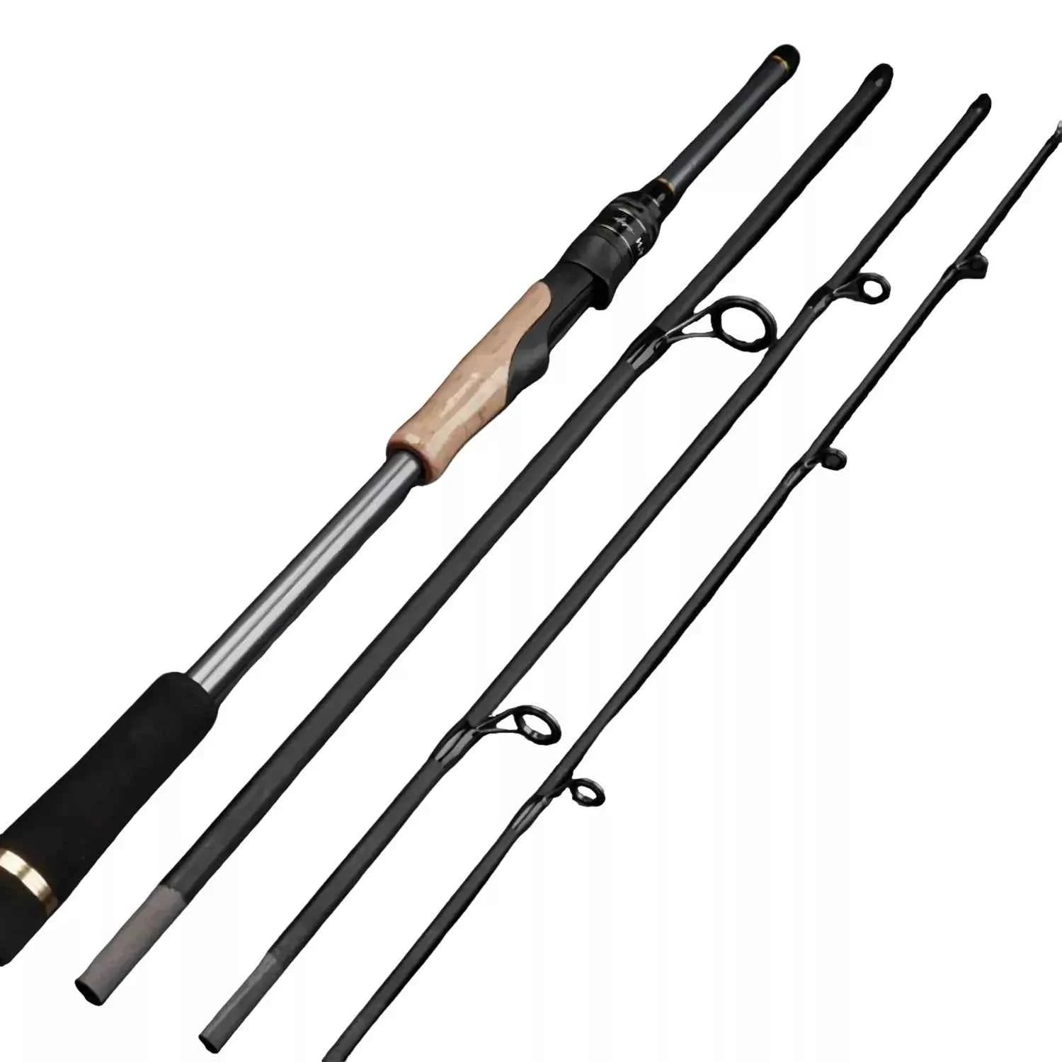 4-Piece Portable Carbon Fiber Fishing Rod - Lightweight Cork Fishing Rod for Fishing Rod Spinning & Fish Casting Rod, Ideal for Surf Rod Fishing & Travel Angling