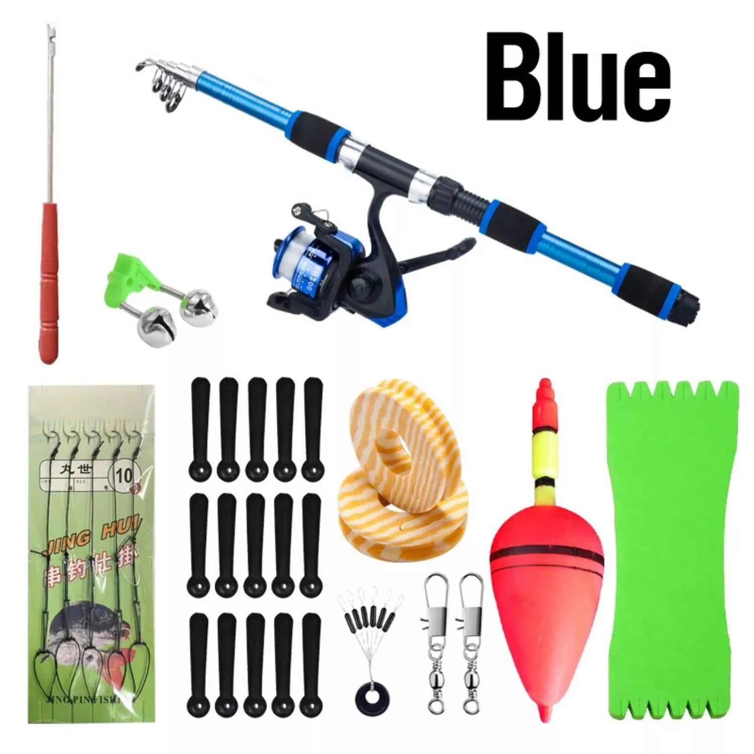 1.8m Collapsible Rod and Reel Combo - Lightweight Combo Reel Rod for Saltwater & Freshwater Fishing