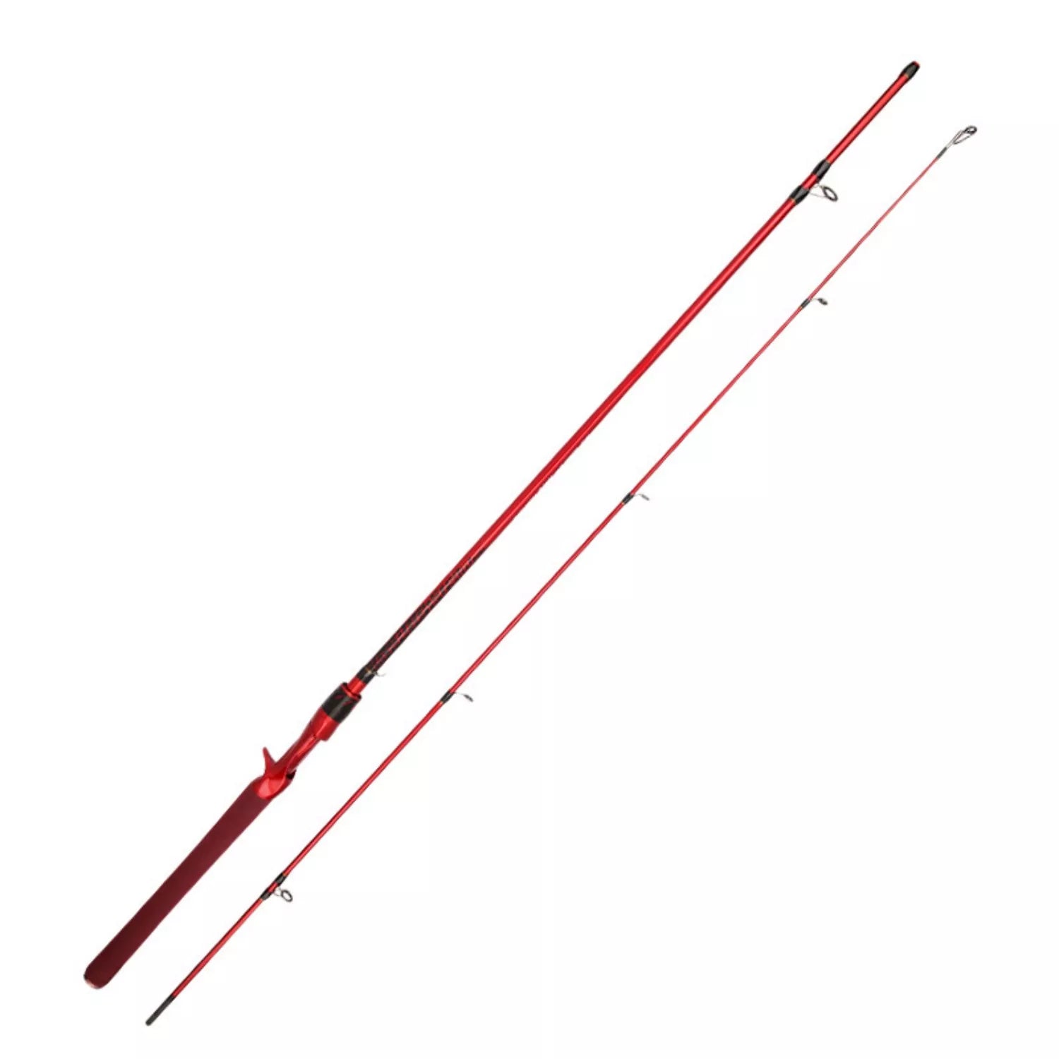 ML Action Beginner Fishing Rod - Red Spinning Fishing Rods with Baitcaster Option, Versatile Boat Fishing Rod