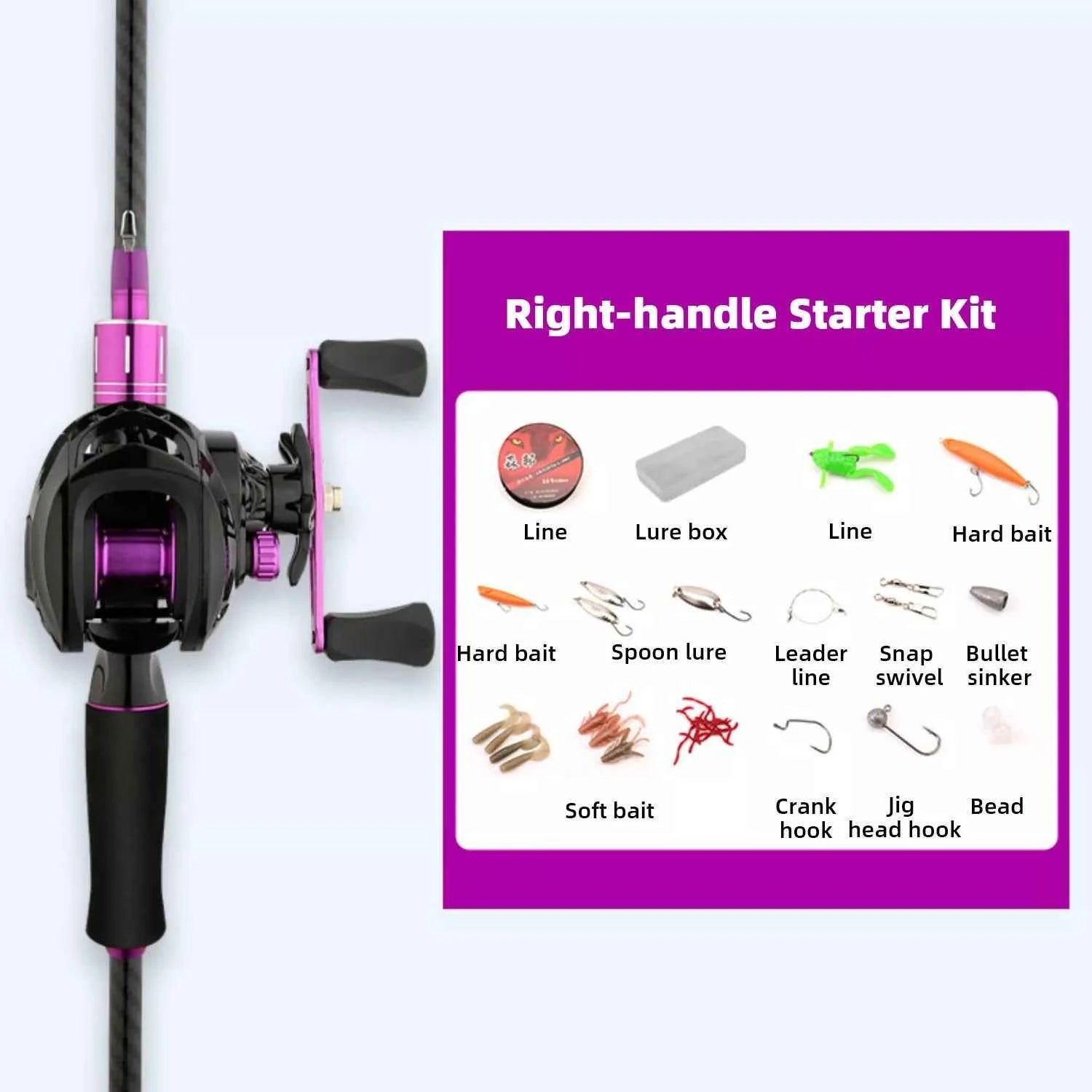 Purple Carbon Fishing Rod and Reel Combo - M Action Fishing Rods and Reels Combo for Freshwater & Saltwater Anglers