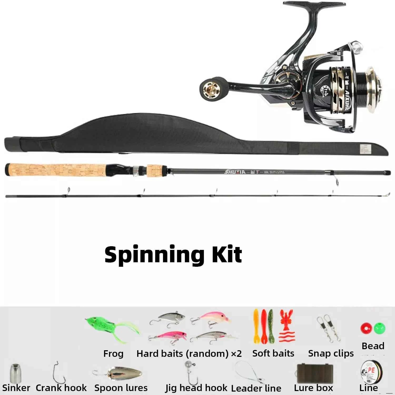 Versatile ML Action Spinning/Casting Fishing Rod Kit - Good Catfish Rod and Reel Combos for Beginners, Bass & Pike