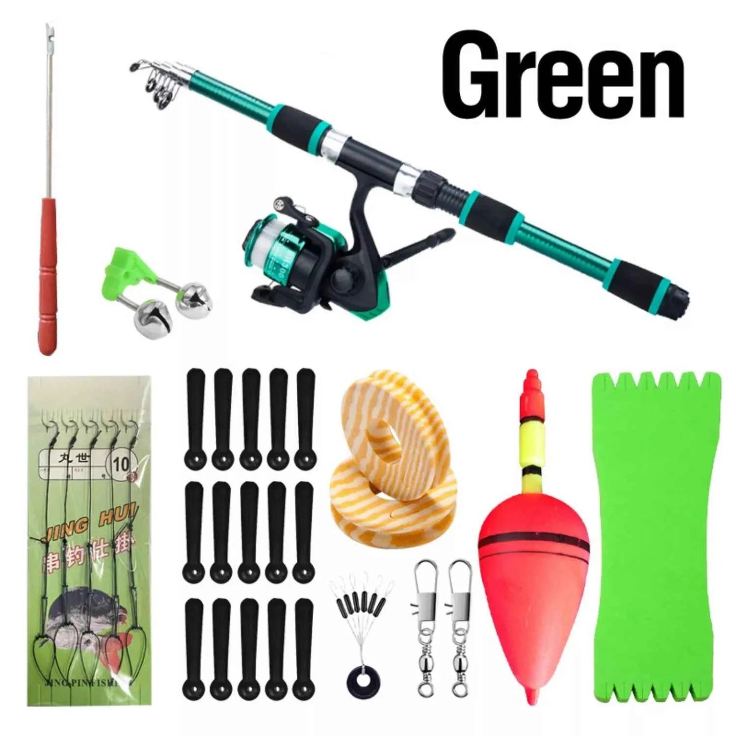 1.8m Collapsible Rod and Reel Combo - Lightweight Combo Reel Rod for Saltwater & Freshwater Fishing