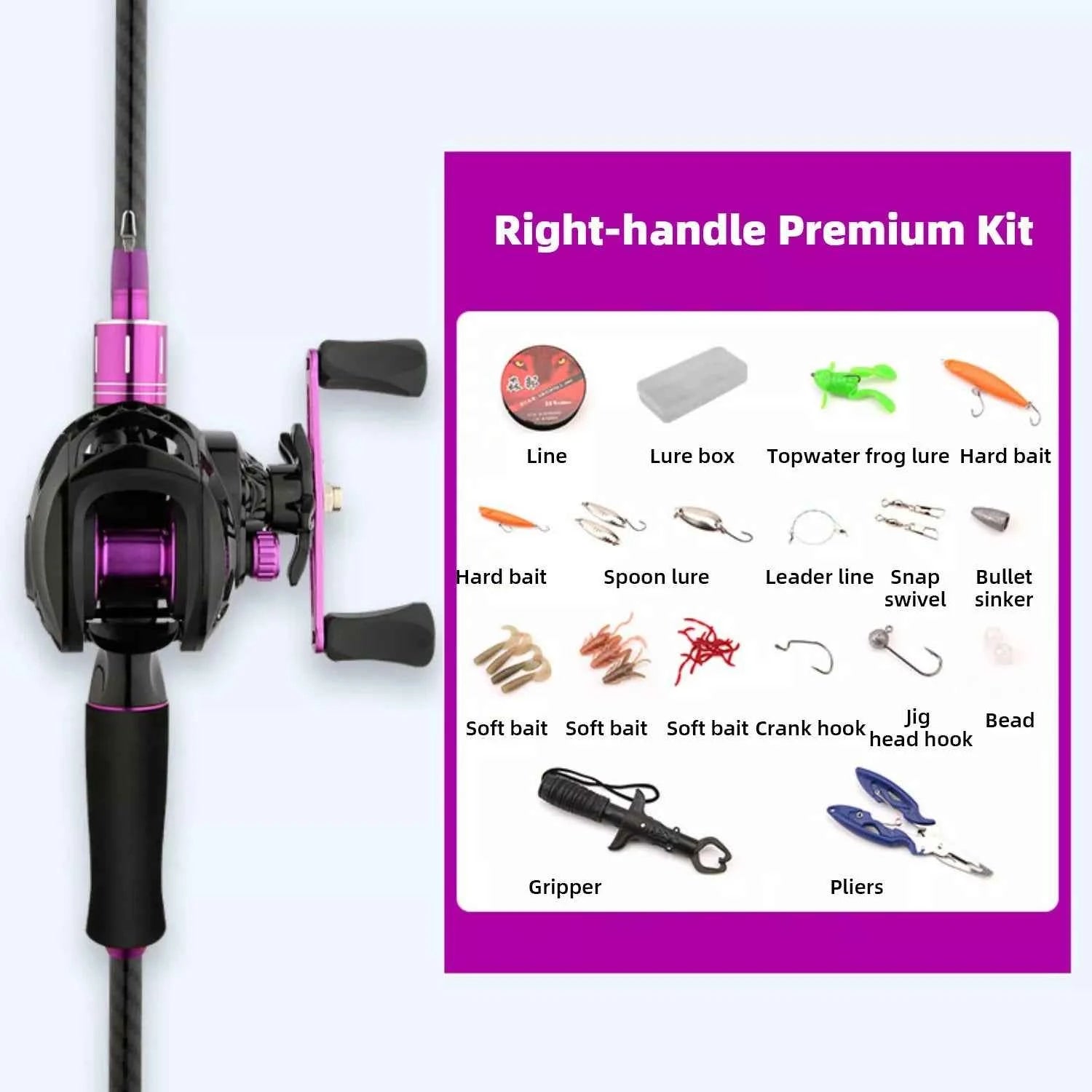 Purple Carbon Fishing Rod and Reel Combo - M Action Fishing Rods and Reels Combo for Freshwater & Saltwater Anglers