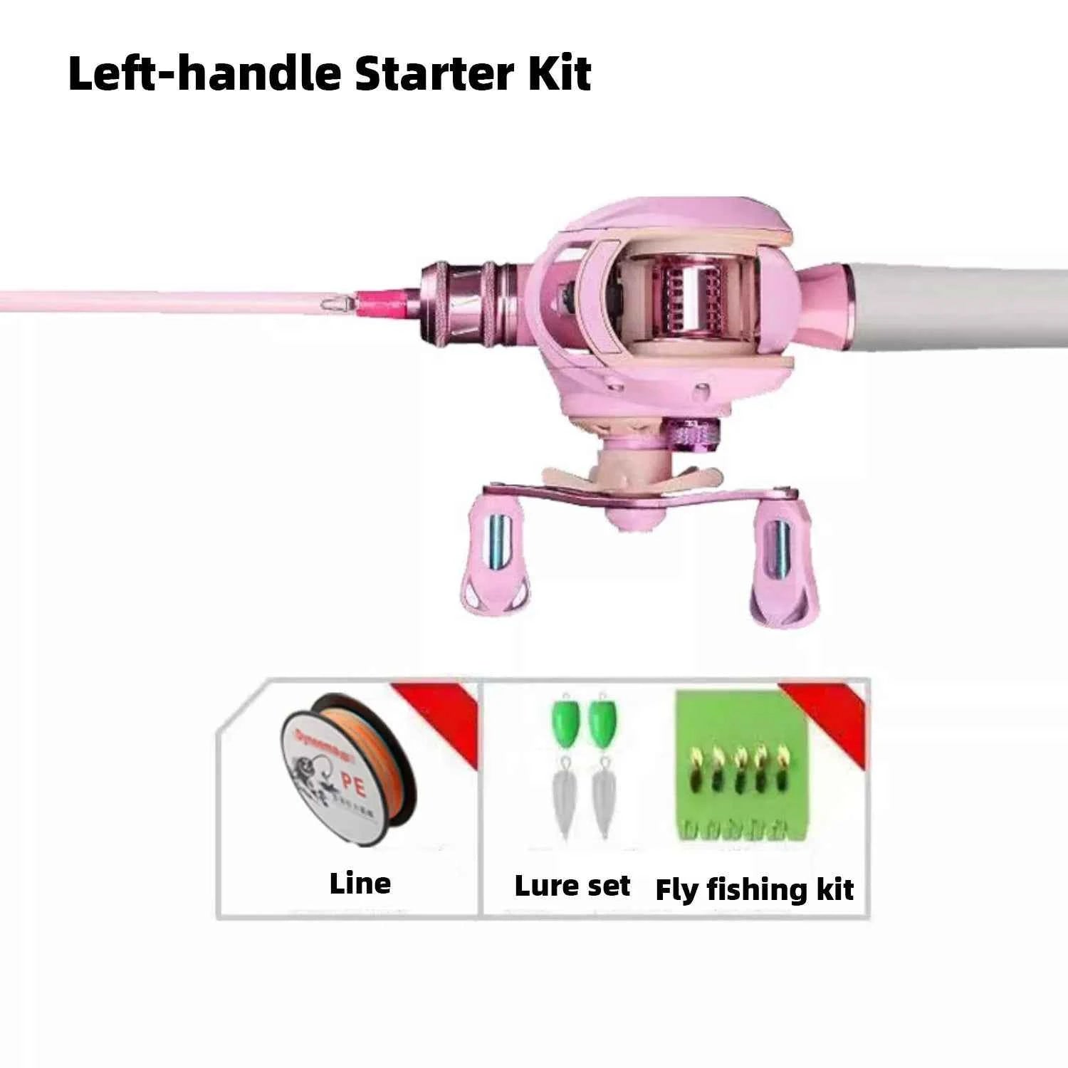 Pink Fishing Rod and Reel Combo - UL Light Carbon Lure Rod for Saltwater & Freshwater Micro Jigging (1.5m-1.98m)