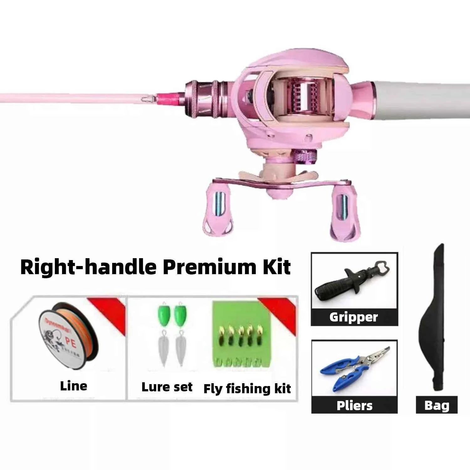 Pink Fishing Rod and Reel Combo - UL Light Carbon Lure Rod for Saltwater & Freshwater Micro Jigging (1.5m-1.98m)