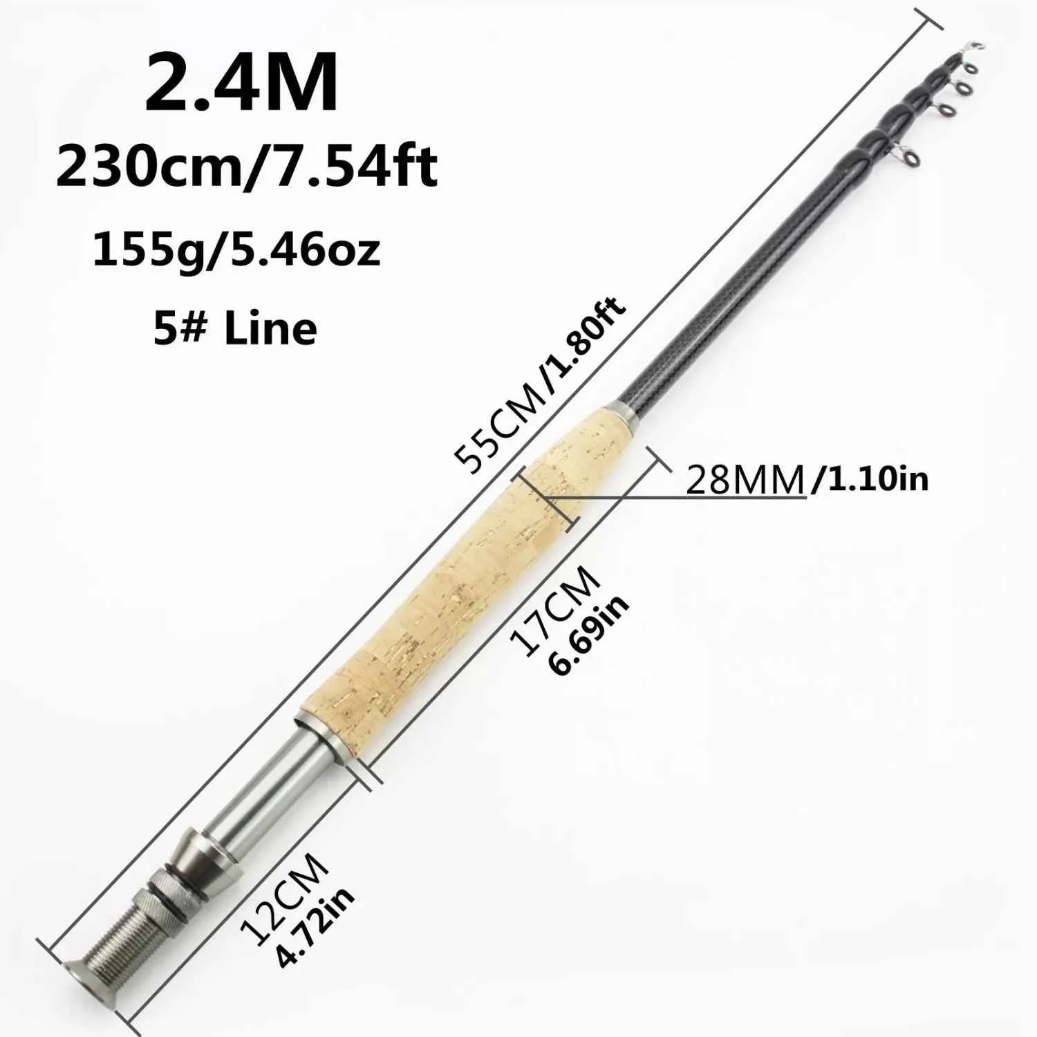 Premium Carbon Fishing Rod Folding - Fast Action Fishing Fly Rods for Outdoor Angling | Suitable for Perch, Pike & Travel