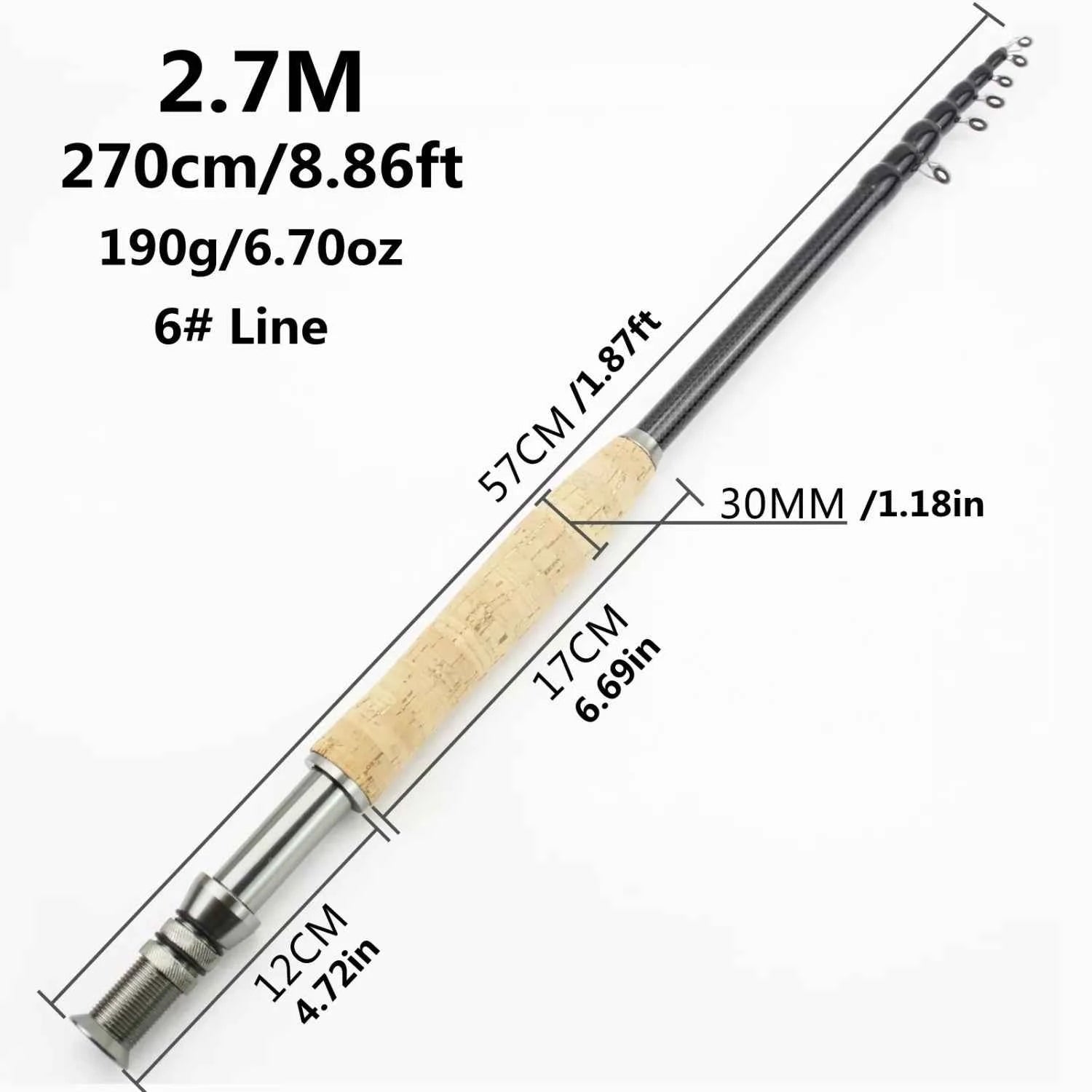 Premium Carbon Fishing Rod Folding - Fast Action Fishing Fly Rods for Outdoor Angling | Suitable for Perch, Pike & Travel
