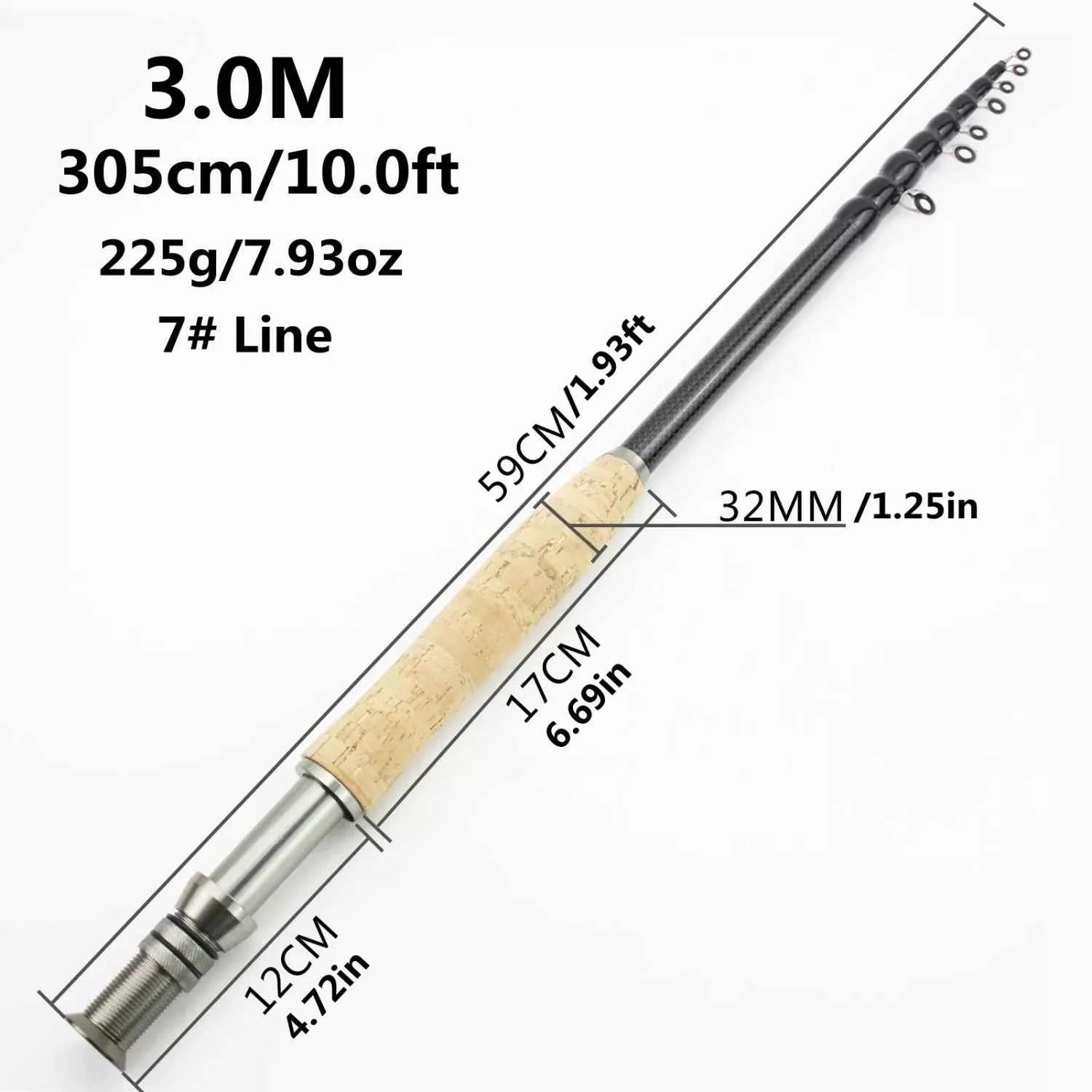 Premium Carbon Fishing Rod Folding - Fast Action Fishing Fly Rods for Outdoor Angling | Suitable for Perch, Pike & Travel