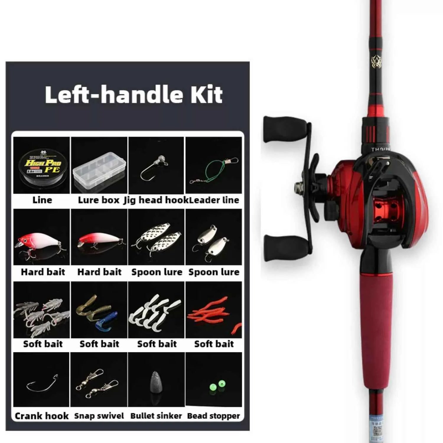 High Carbon Casting Fishing Combo Rod Reel - Baitcaster/Spin Reel for Freshwater & Saltwater