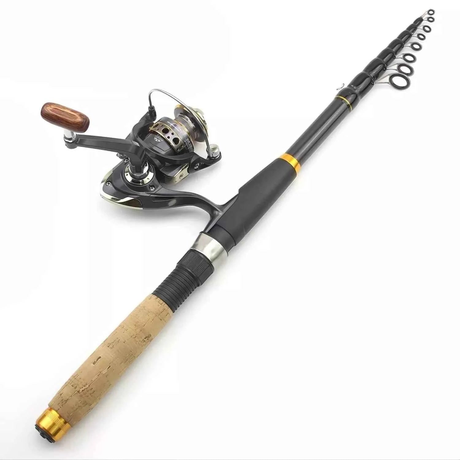 Telescopic Spin Fishing Rod and Reel - Carbon Ultralight Rod and Reel Combo for Bass & Snakehead