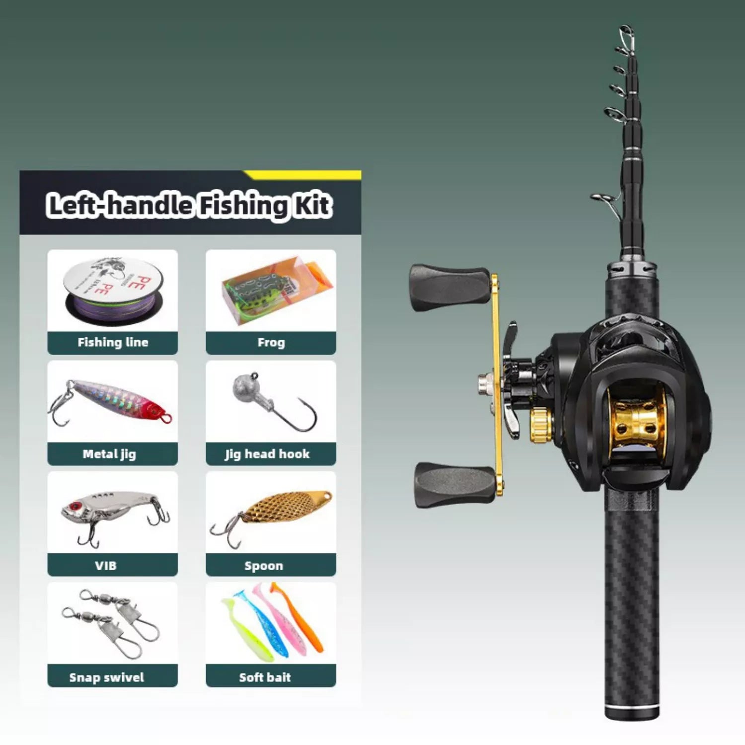 Ultra-Compact Carbon Fiber telescoping fishing rod and reel combo