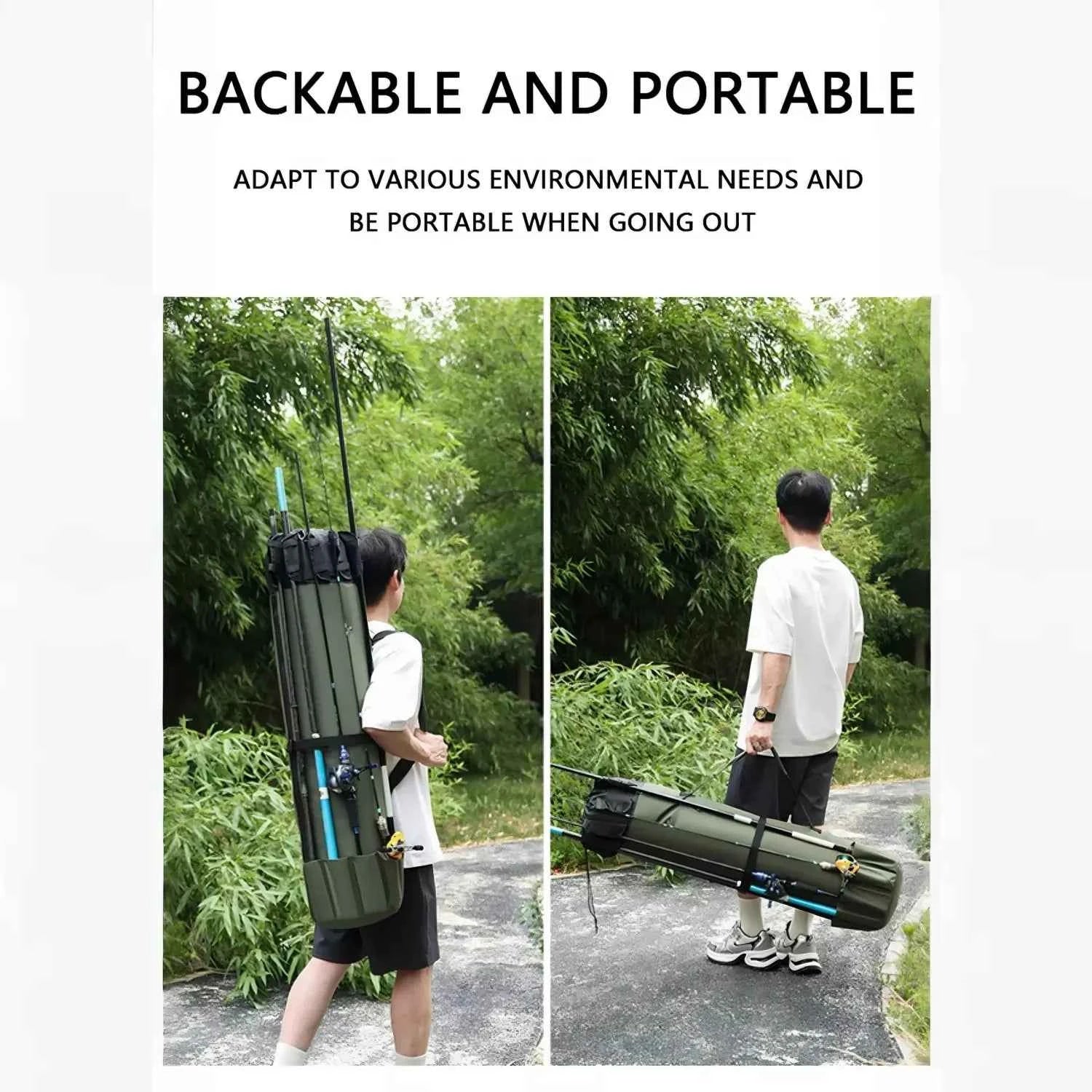 1.15M Large Capacity Waterproof Fishing Rod Case - Multi-Functional Single Shoulder & Handheld fishing tackle Storage Bag