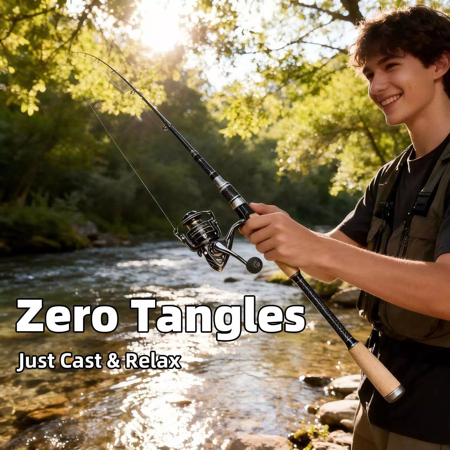 Portable Carbon Fiber Surf Fishing Rod and Reel Combo with Travel Bag - M Action Spinning & Casting Set