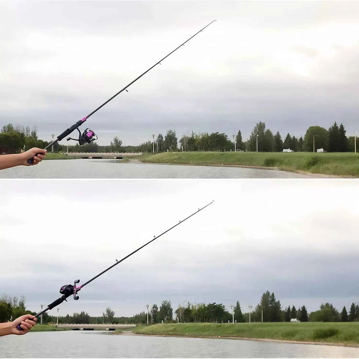 Purple Carbon Fishing Rod and Reel Combo - M Action Fishing Rods and Reels Combo for Freshwater & Saltwater Anglers