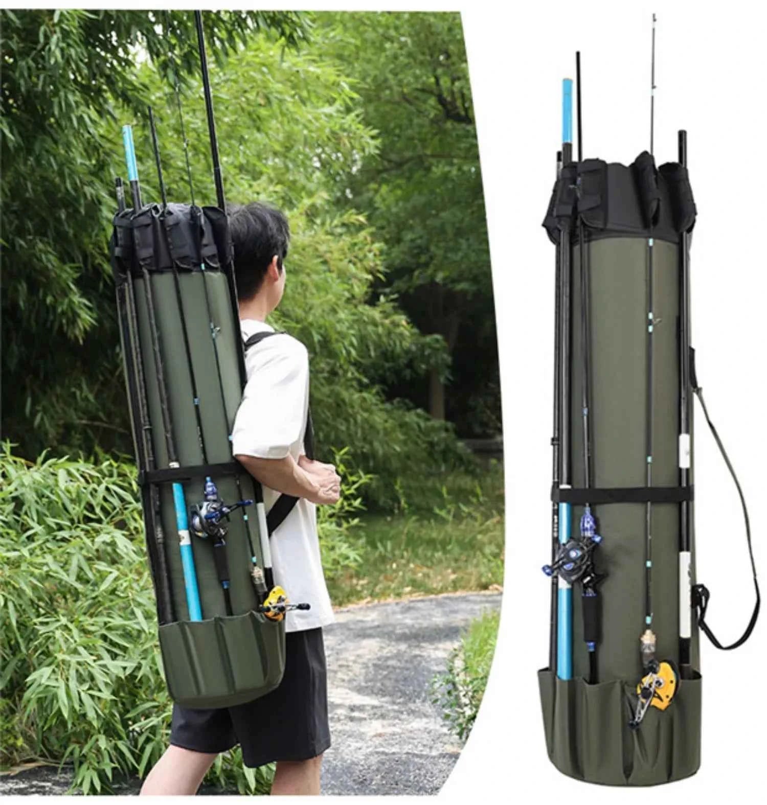 1.15M Large Capacity Waterproof Fishing Rod Case - Multi-Functional Single Shoulder & Handheld fishing tackle Storage Bag