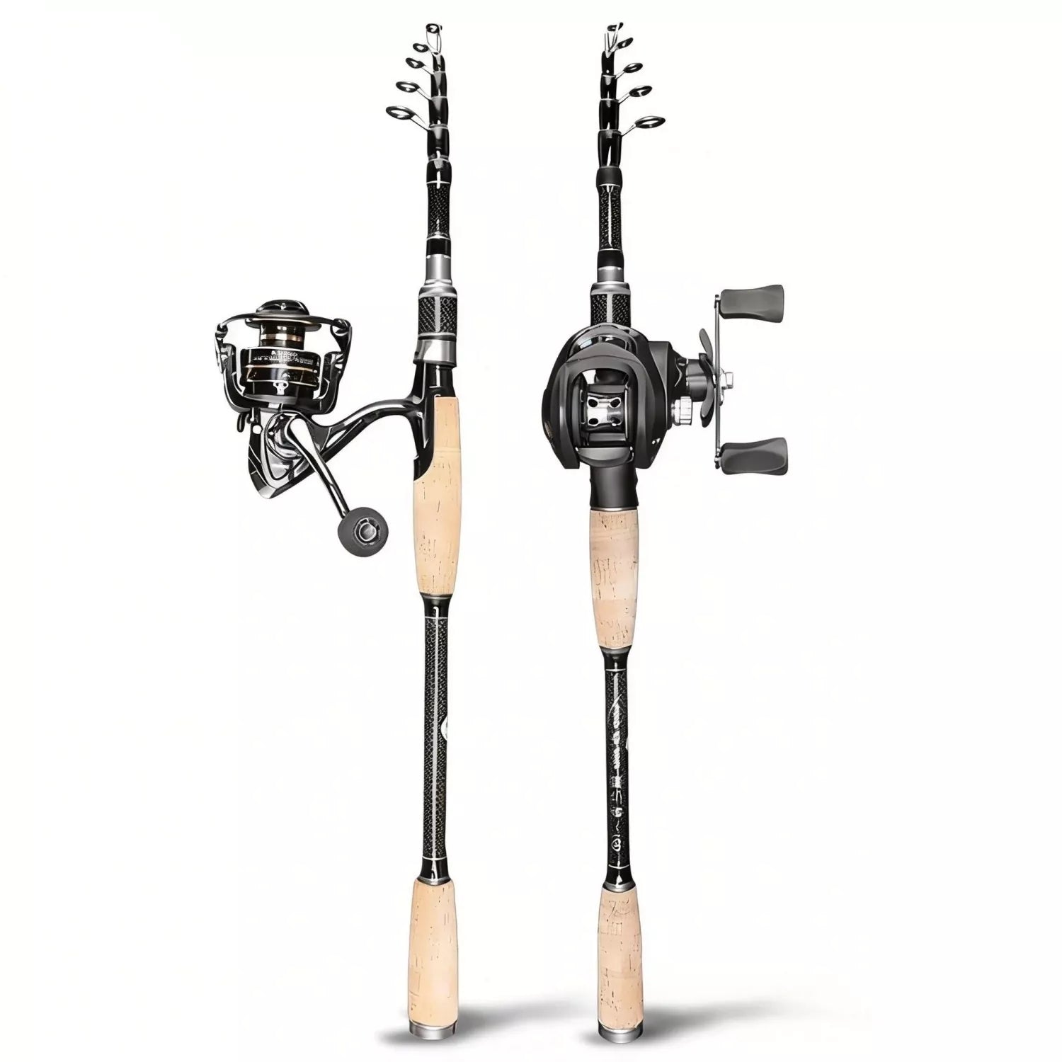 Portable Carbon Fiber Surf Fishing Rod and Reel Combo with Travel Bag - M Action Spinning & Casting Set