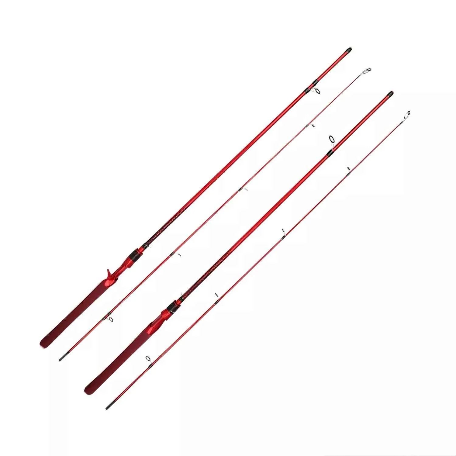ML Action Beginner Fishing Rod - Red Spinning Fishing Rods with Baitcaster Option, Versatile Boat Fishing Rod