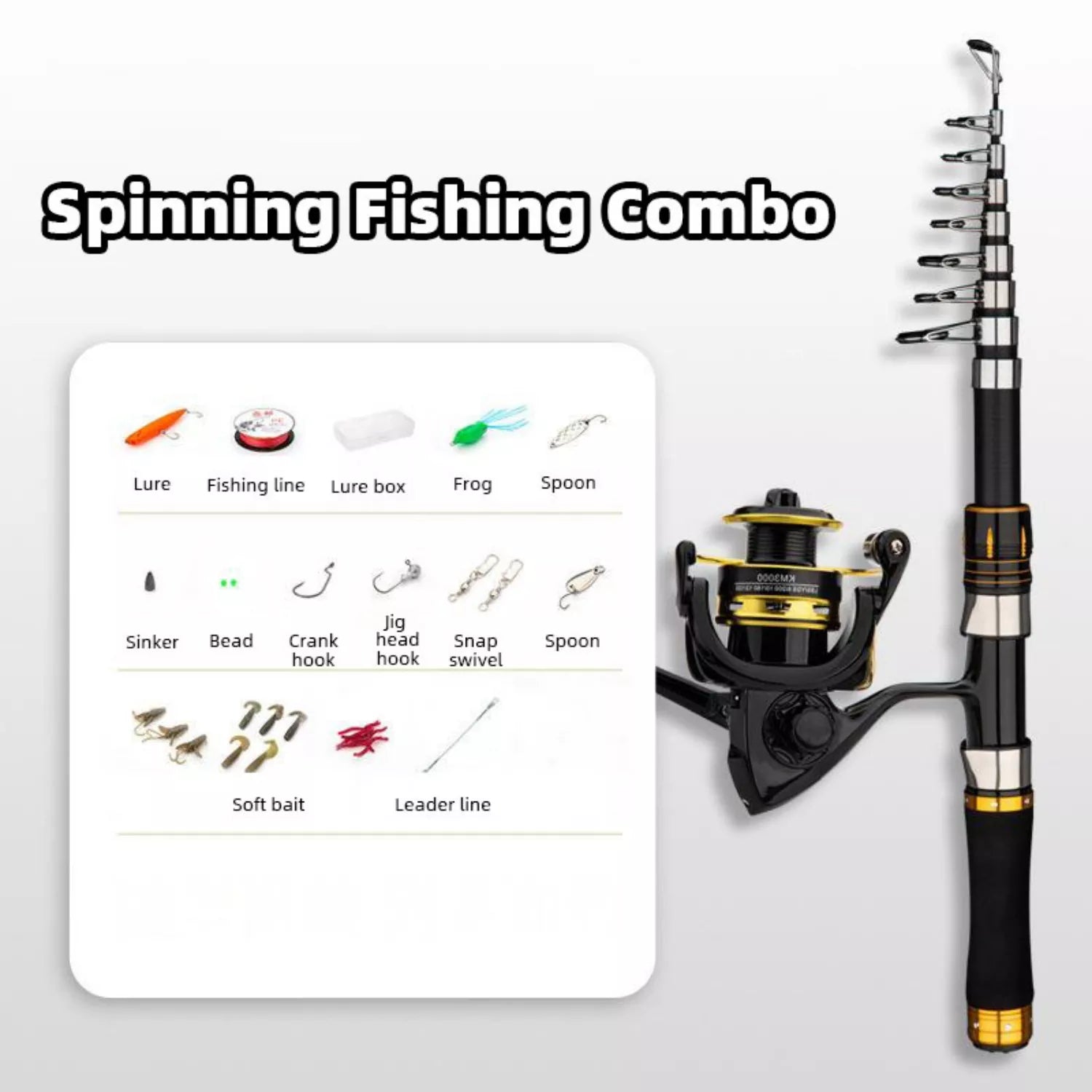 Portable High-Carbon telescopic fishing rod reel combo for Saltwater and Freshwater Adventures