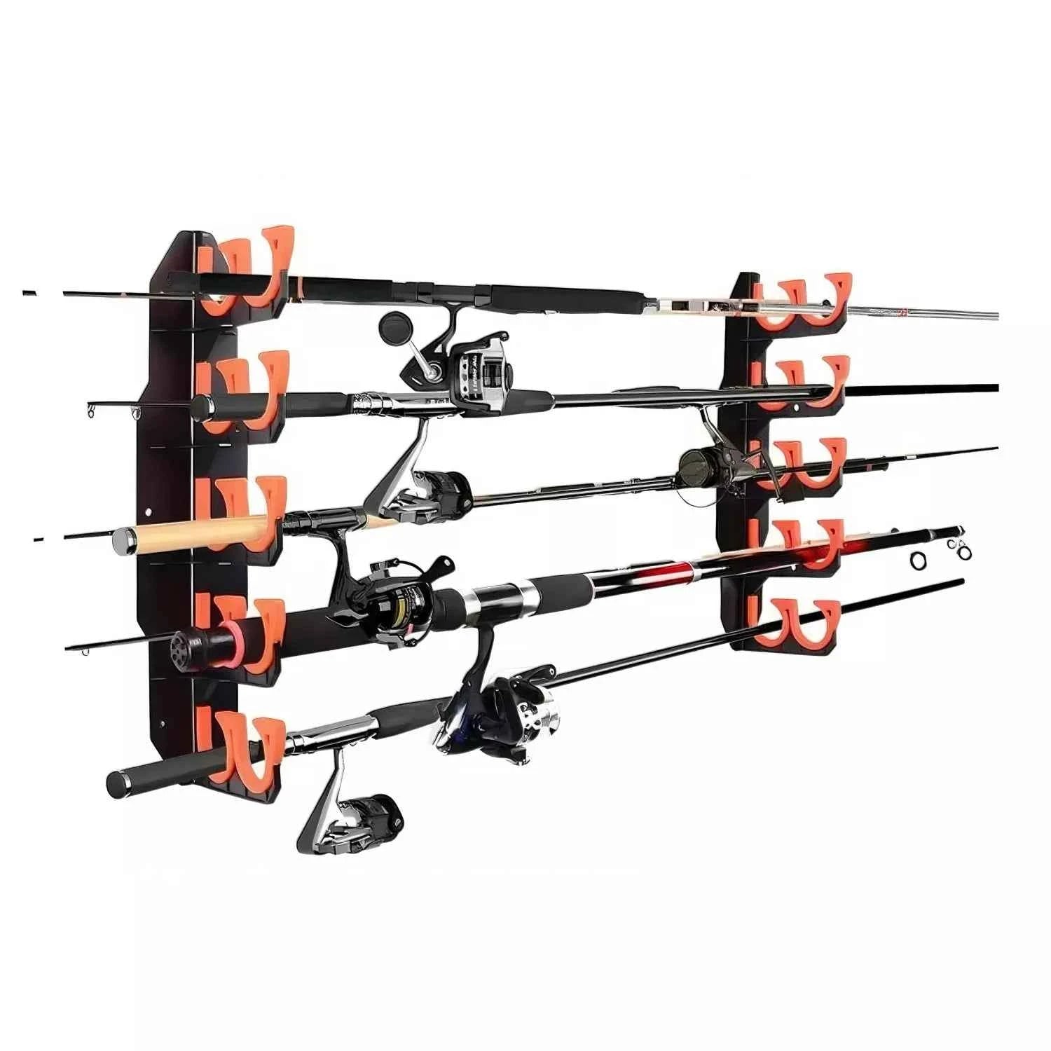 Durable ABS Fishing Rod Rack Garage - Wall Mount Fishing Rod Rack for Spinning & Saltwater Rods