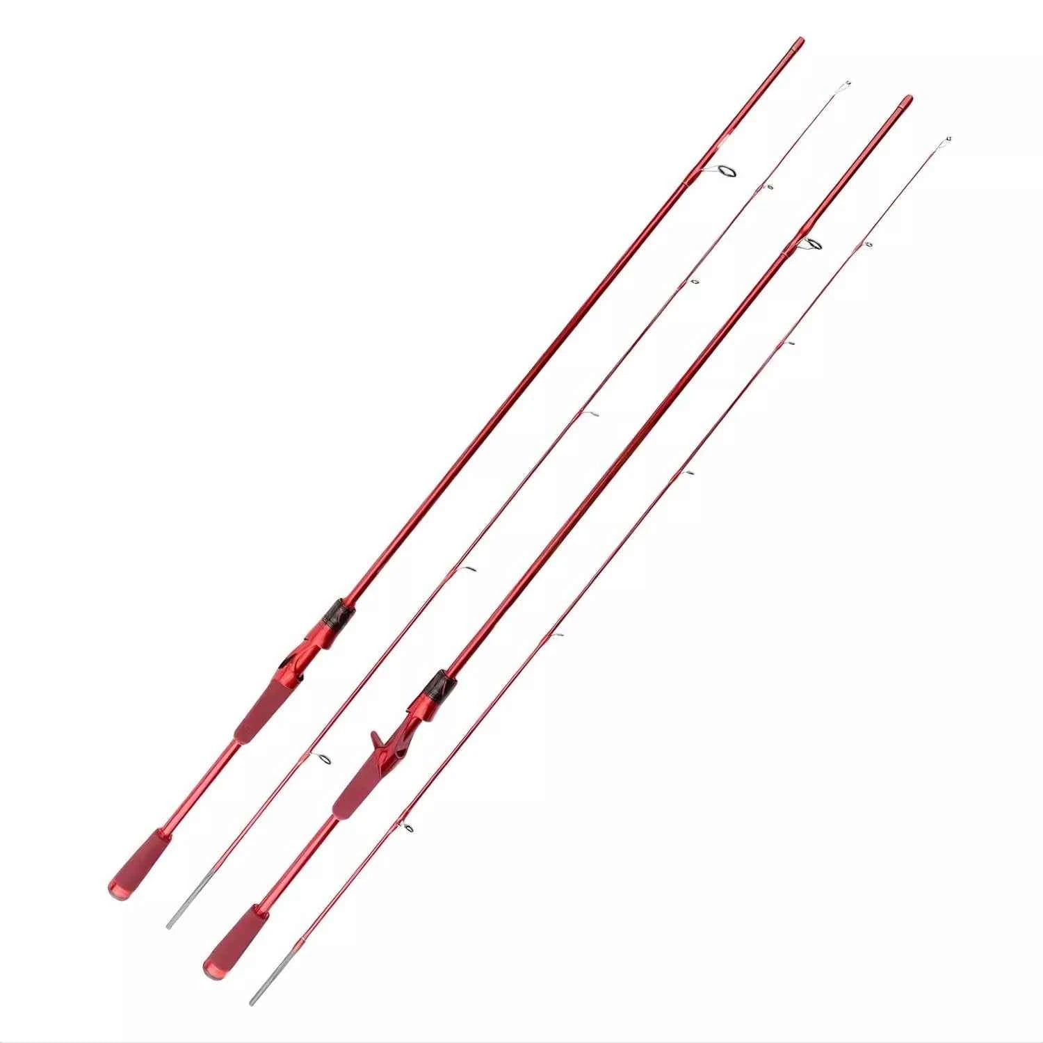 ML Action Carbon Fiber Fishing Rod – Spinning & Baitcasting Rods Options, Red Style & Womens-Friendly Grip
