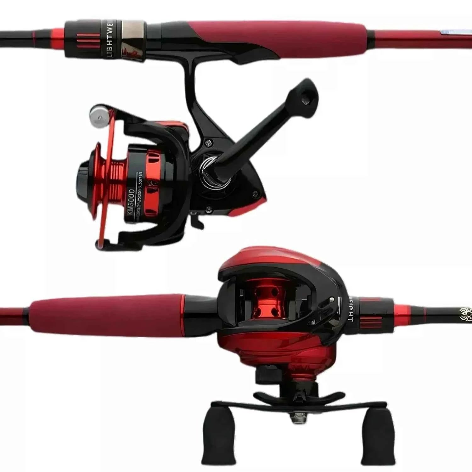 High Carbon Casting Fishing Combo Rod Reel - Baitcaster/Spin Reel for Freshwater & Saltwater