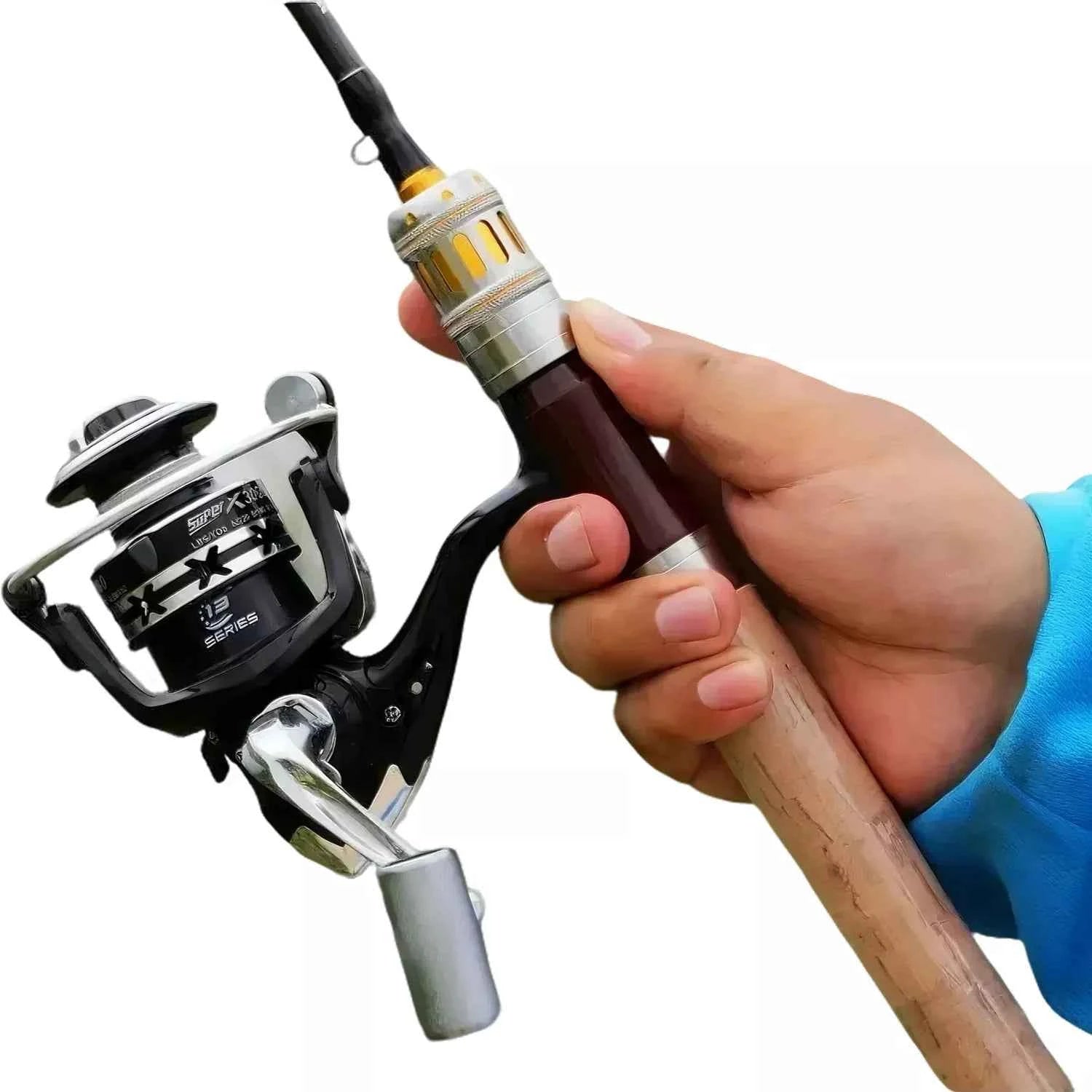 L-Action Straight Handle Spinning Rods and Reels Combo - High-Carbon Fishing Rod with Large Guides for Freshwater Angling