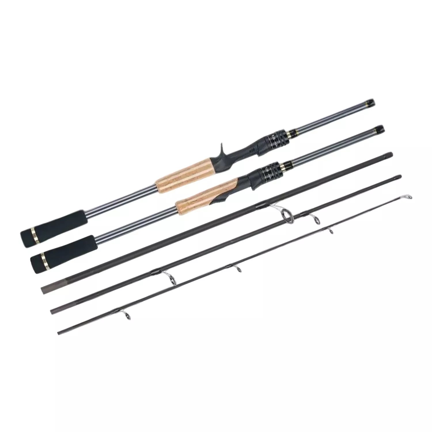 4-Piece Portable Carbon Fiber Fishing Rod - Lightweight Cork Fishing Rod for Fishing Rod Spinning & Fish Casting Rod, Ideal for Surf Rod Fishing & Travel Angling