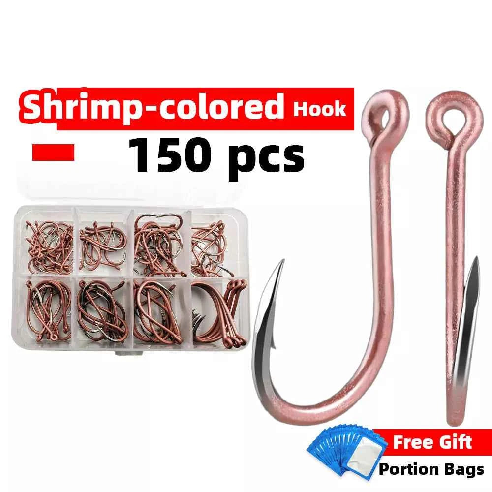 Shrimp Pink Fish Hooks – High Carbon Steel Bionic Hooks for Inshore & Offshore Fishing (#3–#12)