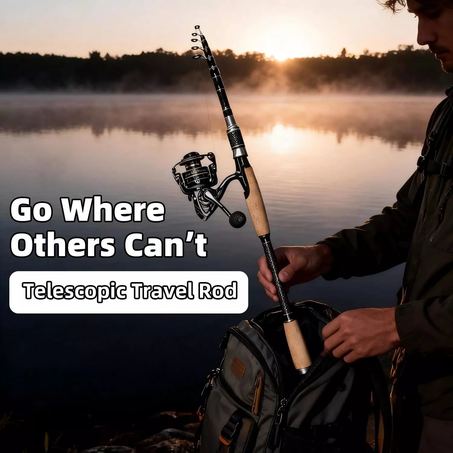 Portable Carbon Fiber Surf Fishing Rod and Reel Combo with Travel Bag - M Action Spinning & Casting Set