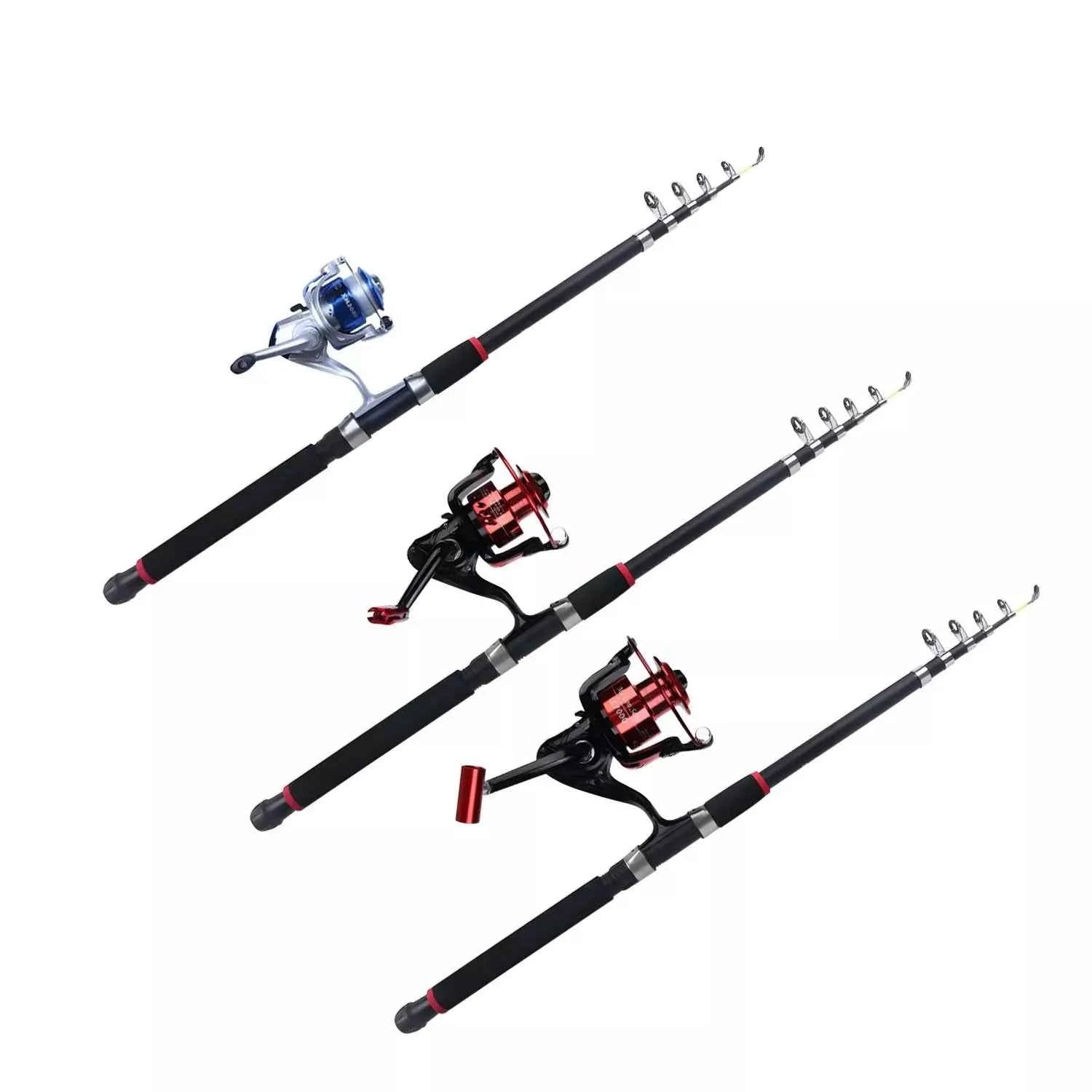 Telescoping Fiberglass Surf Rod and Reel Combo - Heavy-Duty Spinning Reel Rod for All Water Fishing