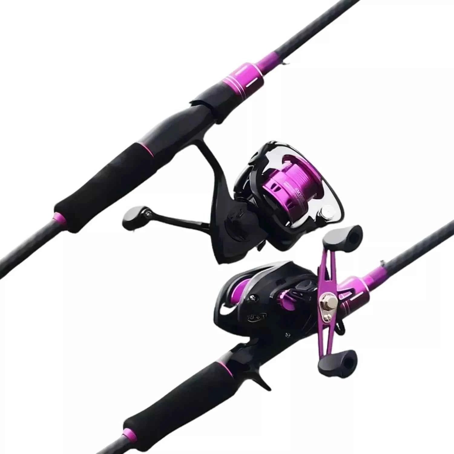 Purple Carbon Fishing Rod and Reel Combo - M Action Fishing Rods and Reels Combo for Freshwater & Saltwater Anglers