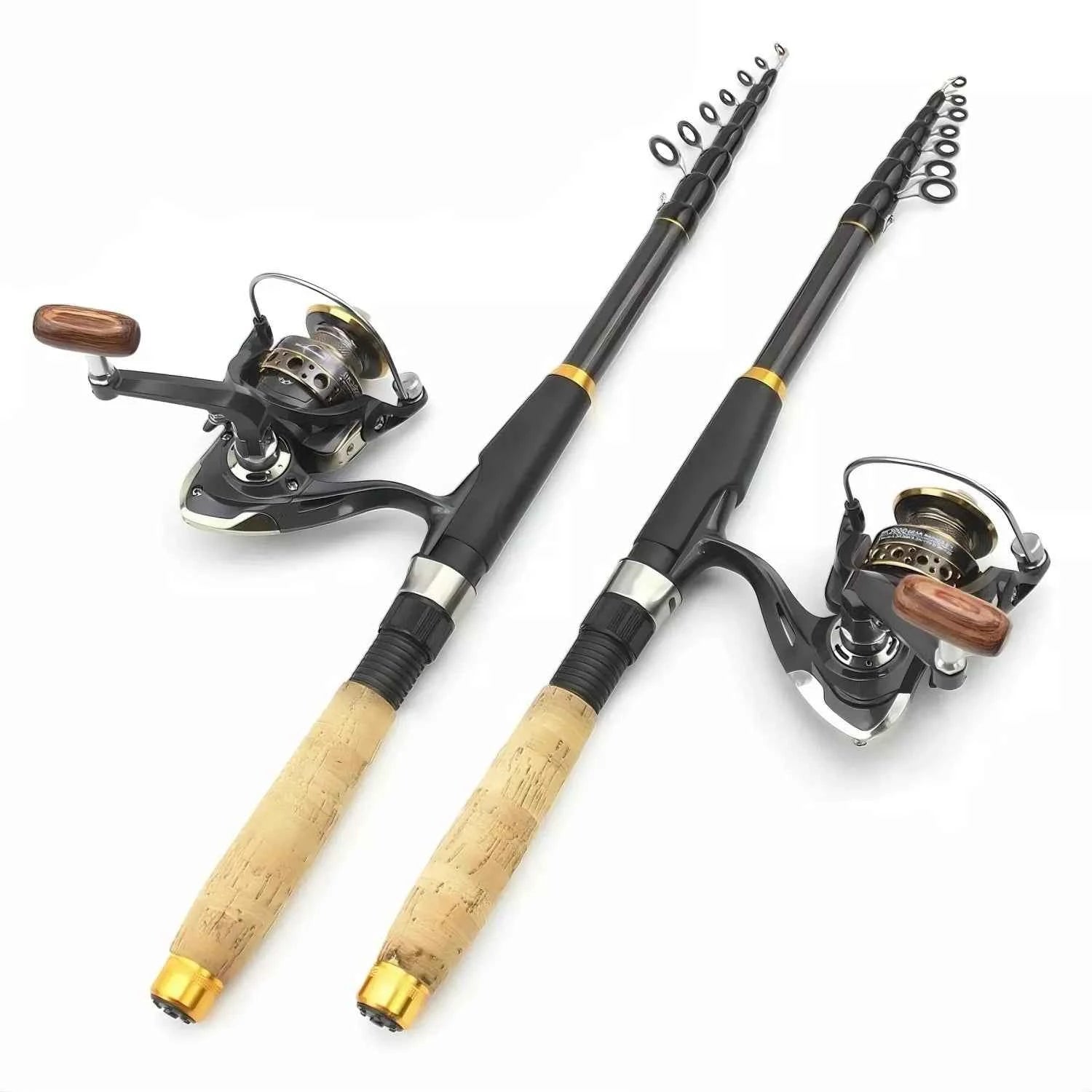 Telescopic Spin Fishing Rod and Reel - Carbon Ultralight Rod and Reel Combo for Bass & Snakehead