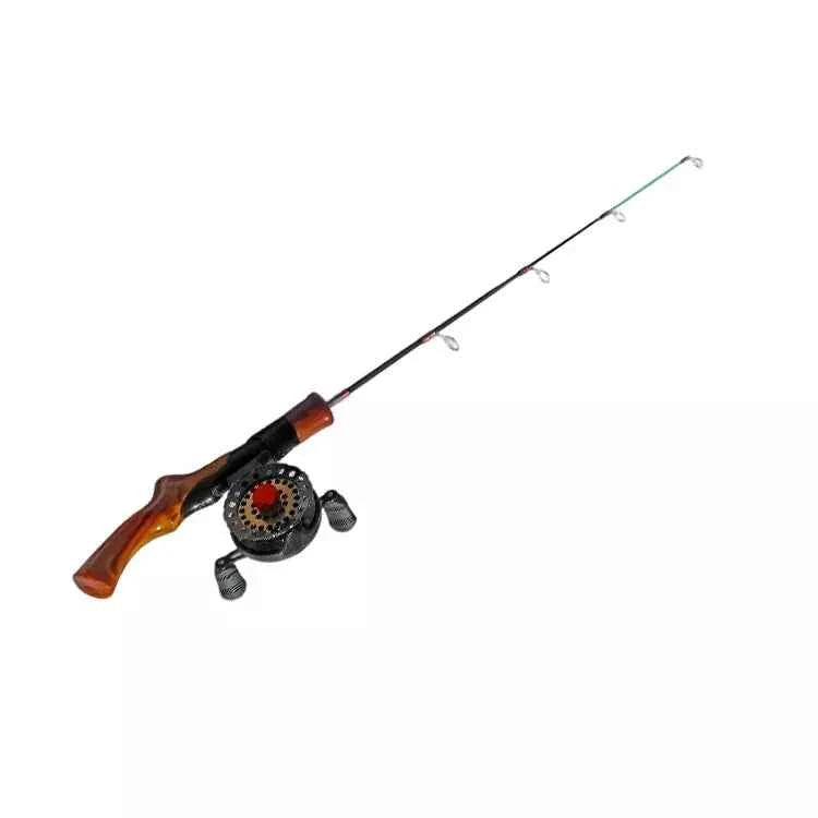 Ice Fishing Rod and Reel Combo - 50/60/70cm Fiberglass Setup with Free Tackle Kit