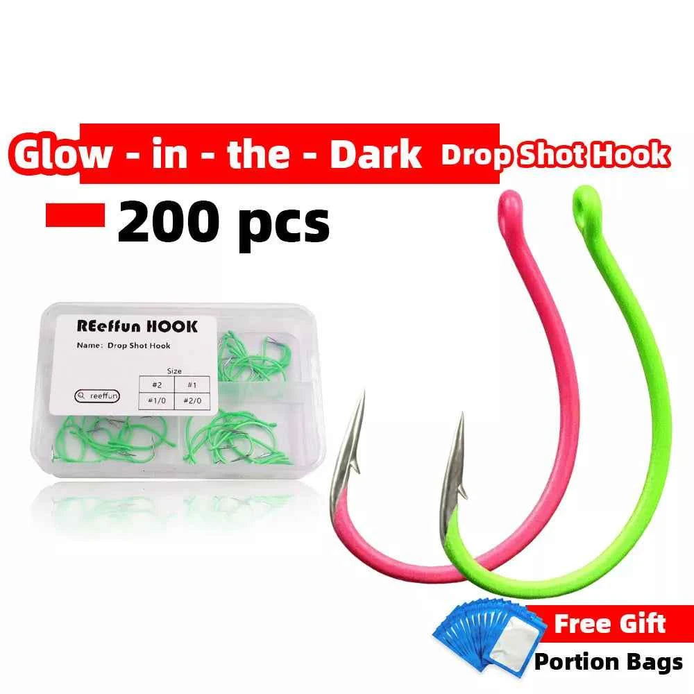 Glow-in-the-Dark Wide Gap Fishing Hooks for Drop Hook Fishing – High Carbon Steel Bionic J Hooks