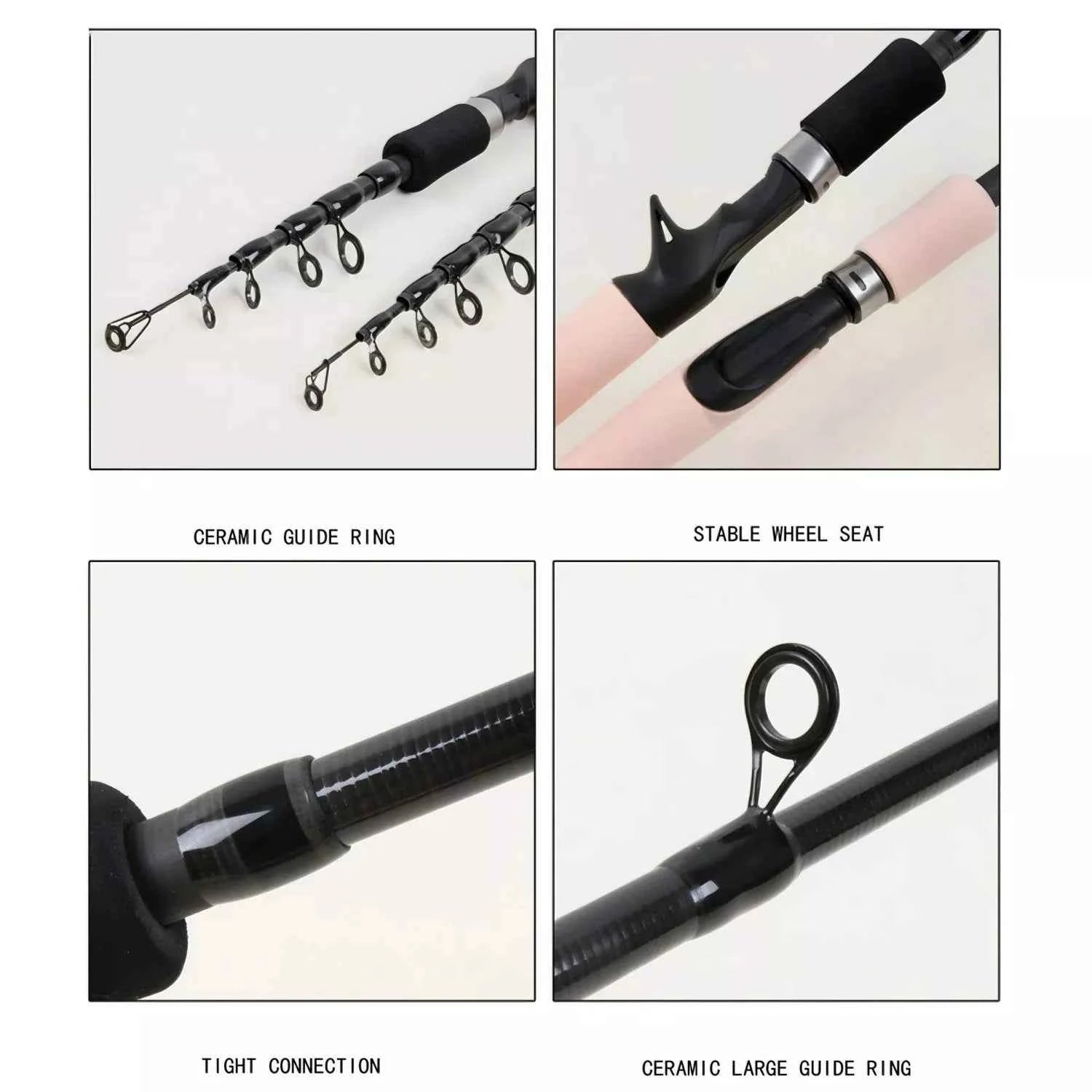 Collapsable Fishing Rod - Portable Spinning & Casting Fish Rod, Unbreakable High-Density Fiber Fishing Pole for Freshwater & Saltwater